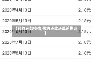 【预约还款疫情,预约还款还算逾期吗】