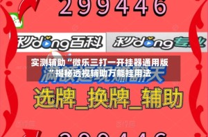 实测辅助“微乐三打一开挂器通用版”揭秘透视辅助万能挂用法