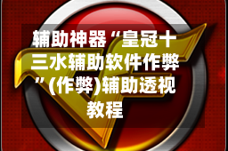 辅助神器“皇冠十三水辅助软件作弊”(作弊)辅助透视教程