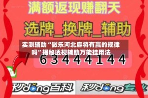 实测辅助“微乐河北麻将有赢的规律吗”揭秘透视辅助万能挂用法