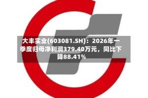 大丰实业(603081.SH)：2026年一季度归母净利润379.40万元，同比下降88.41%