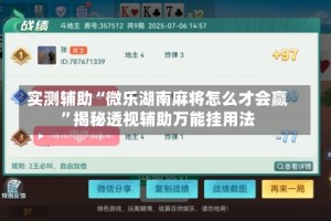 实测辅助“微乐湖南麻将怎么才会赢”揭秘透视辅助万能挂用法