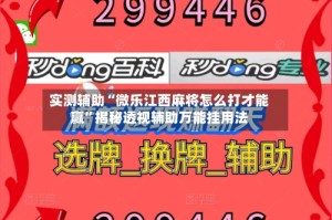 实测辅助“微乐江西麻将怎么打才能赢”揭秘透视辅助万能挂用法