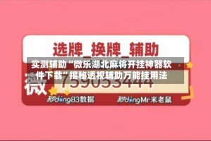 实测辅助“微乐湖北麻将开挂神器软件下载”揭秘透视辅助万能挂用法