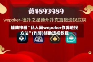 辅助神器“私人局wepoker作弊透视方法”(作弊)辅助透视教程