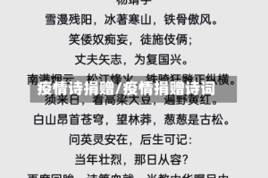 疫情诗捐赠/疫情捐赠诗词
