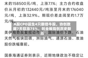 A股CPO诞生4只翻倍牛股，协创数据7天狂涨75%，创业板指创历史新高