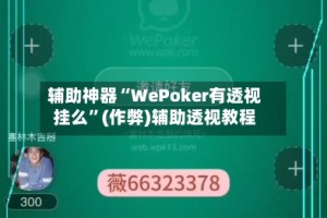 辅助神器“WePoker有透视挂么”(作弊)辅助透视教程