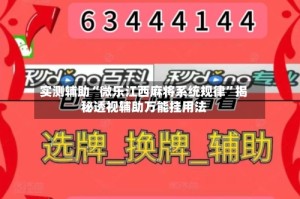 实测辅助“微乐江西麻将系统规律”揭秘透视辅助万能挂用法