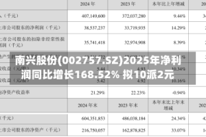 南兴股份(002757.SZ)2025年净利润同比增长168.52% 拟10派2元