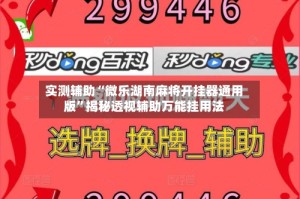 实测辅助“微乐湖南麻将开挂器通用版”揭秘透视辅助万能挂用法