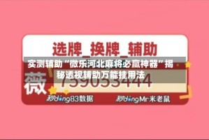 实测辅助“微乐河北麻将必赢神器”揭秘透视辅助万能挂用法
