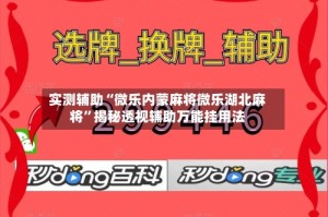 实测辅助“微乐内蒙麻将微乐湖北麻将”揭秘透视辅助万能挂用法