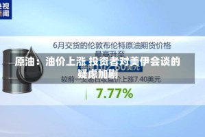 原油：油价上涨 投资者对美伊会谈的疑虑加剧