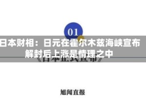 日本财相：日元在霍尔木兹海峡宣布解封后上涨是情理之中