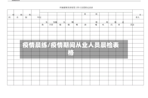 疫情晨练/疫情期间从业人员晨检表格