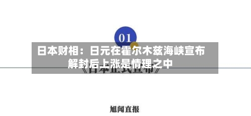 日本财相：日元在霍尔木兹海峡宣布解封后上涨是情理之中-第1张图片