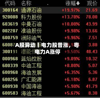 A股异动丨电力股普涨	，粤电力A涨停-第1张图片