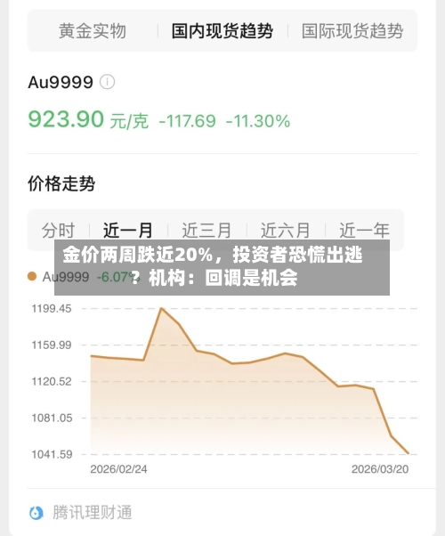 金价两周跌近20%	，投资者恐慌出逃？机构：回调是机会-第1张图片