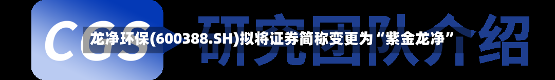 龙净环保(600388.SH)拟将证券简称变更为“紫金龙净”-第1张图片