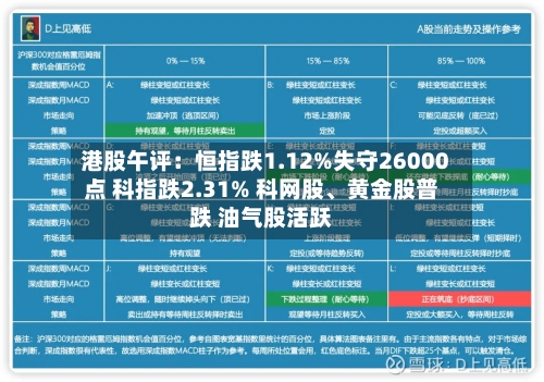 港股午评：恒指跌1.12%失守26000点 科指跌2.31% 科网股、黄金股普跌 油气股活跃-第1张图片
