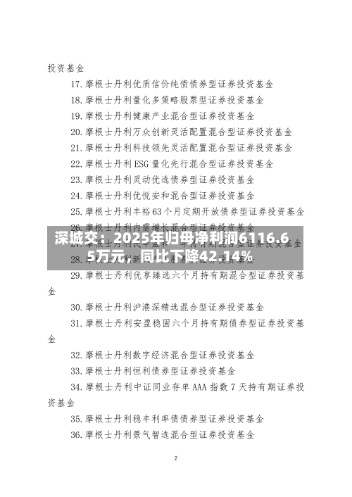 深城交：2025年归母净利润6116.65万元，同比下降42.14%-第1张图片