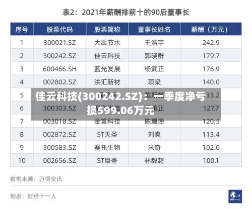 佳云科技(300242.SZ)：一季度净亏损599.06万元-第1张图片