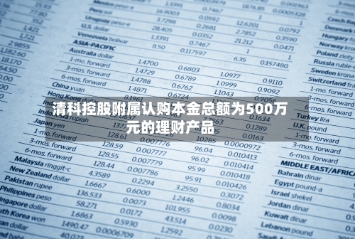 清科控股附属认购本金总额为500万元的理财产品-第1张图片