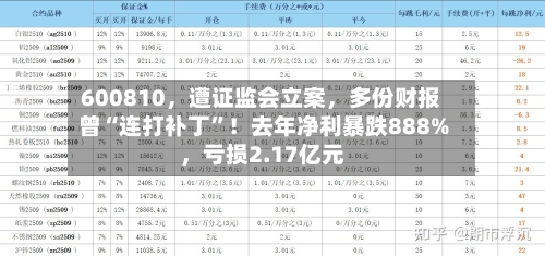 600810，遭证监会立案，多份财报曾“连打补丁”！去年净利暴跌888%	，亏损2.17亿元-第3张图片