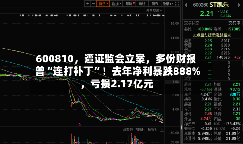 600810	，遭证监会立案，多份财报曾“连打补丁”！去年净利暴跌888%，亏损2.17亿元-第2张图片