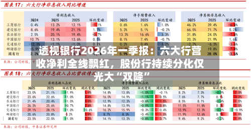 透视银行2026年一季报：六大行营收净利全线飘红，股份行持续分化仅光大“双降	”-第3张图片