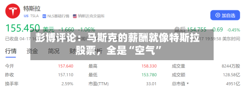 彭博评论：马斯克的薪酬就像特斯拉股票	，全是“空气”-第3张图片