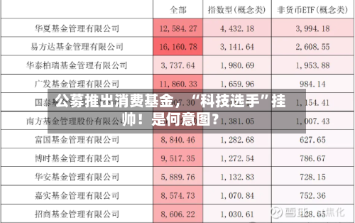 公募推出消费基金，“科技选手	”挂帅！是何意图？-第2张图片