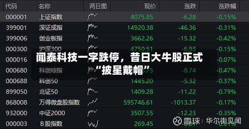 闻泰科技一字跌停	，昔日大牛股正式“披星戴帽”-第2张图片