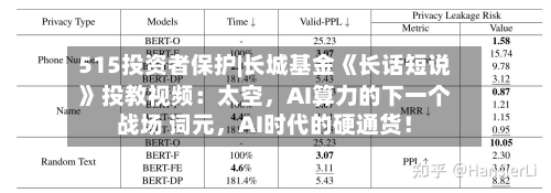515投资者保护|长城基金《长话短说》投教视频：太空，AI算力的下一个战场 词元	，AI时代的硬通货！-第1张图片