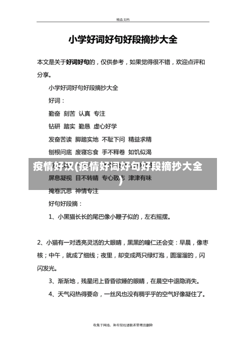 疫情好汉(疫情好词好句好段摘抄大全)-第1张图片