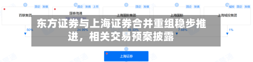 东方证券与上海证券合并重组稳步推进，相关交易预案披露-第1张图片