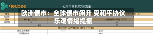 欧洲债市：全球债市飙升 受和平协议乐观情绪提振-第1张图片