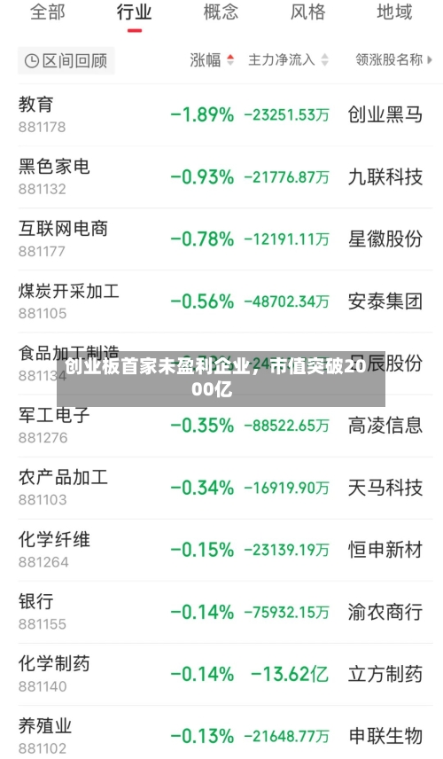 创业板首家未盈利企业，市值突破2000亿-第1张图片