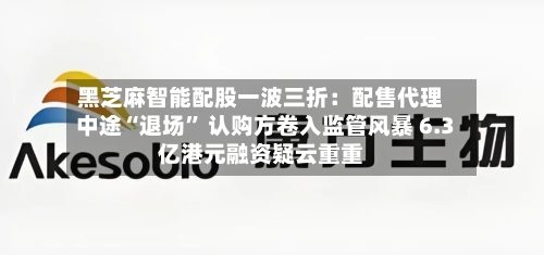 黑芝麻智能配股一波三折：配售代理中途“退场	” 认购方卷入监管风暴 6.3亿港元融资疑云重重-第1张图片