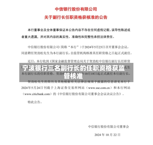 宁波银行三名副行长的任职资格获监管核准-第1张图片