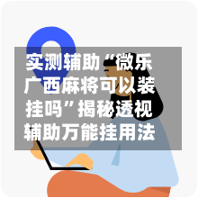 实测辅助“微乐广西麻将可以装挂吗	”揭秘透视辅助万能挂用法-第1张图片