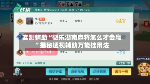 实测辅助“微乐湖南麻将怎么才会赢”揭秘透视辅助万能挂用法-第1张图片