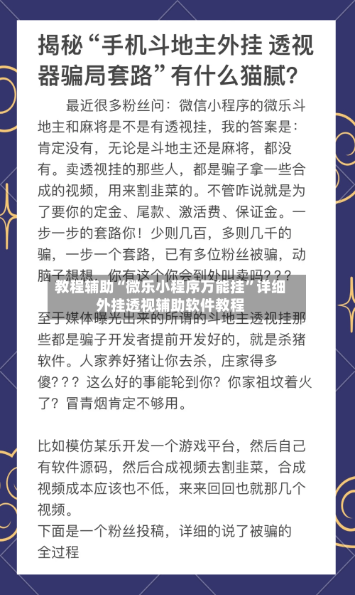 教程辅助“微乐小程序万能挂”详细外挂透视辅助软件教程-第3张图片