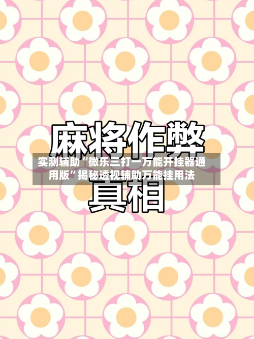 实测辅助“微乐三打一万能开挂器通用版	”揭秘透视辅助万能挂用法-第2张图片