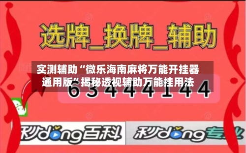 实测辅助“微乐海南麻将万能开挂器通用版”揭秘透视辅助万能挂用法-第2张图片