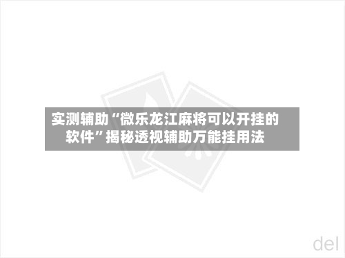 实测辅助“微乐龙江麻将可以开挂的软件”揭秘透视辅助万能挂用法-第2张图片