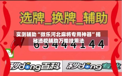 实测辅助“微乐河北麻将专用神器	”揭秘透视辅助万能挂用法-第1张图片