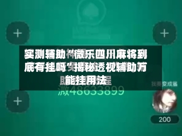实测辅助“微乐四川麻将到底有挂吗”揭秘透视辅助万能挂用法-第2张图片