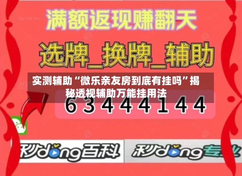 实测辅助“微乐亲友房到底有挂吗”揭秘透视辅助万能挂用法-第2张图片